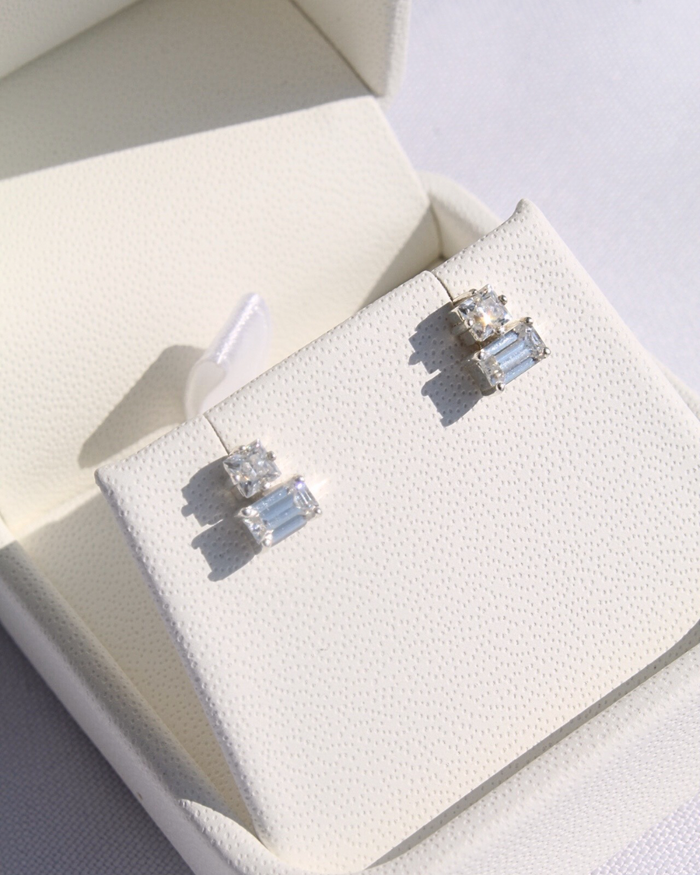 Aretes Dúo de Diamantes/Moissanitas