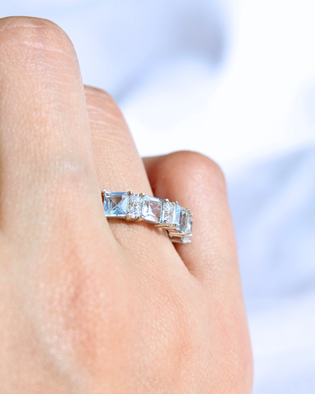 Churumbela Topacios azules princesa y Diamantes/Moissanitas redondos — foto 5