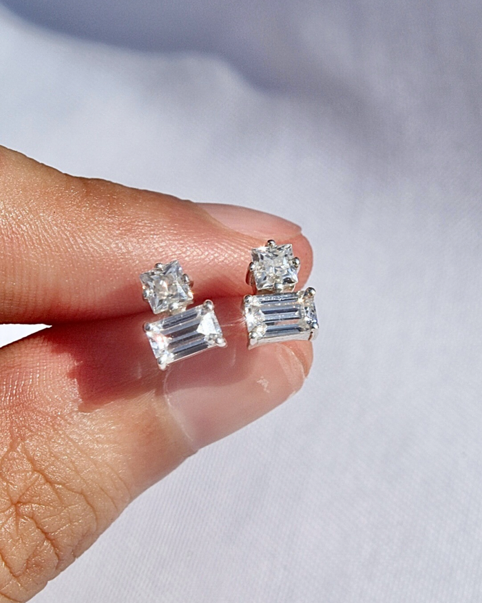Aretes Dúo de Diamantes/Moissanitas