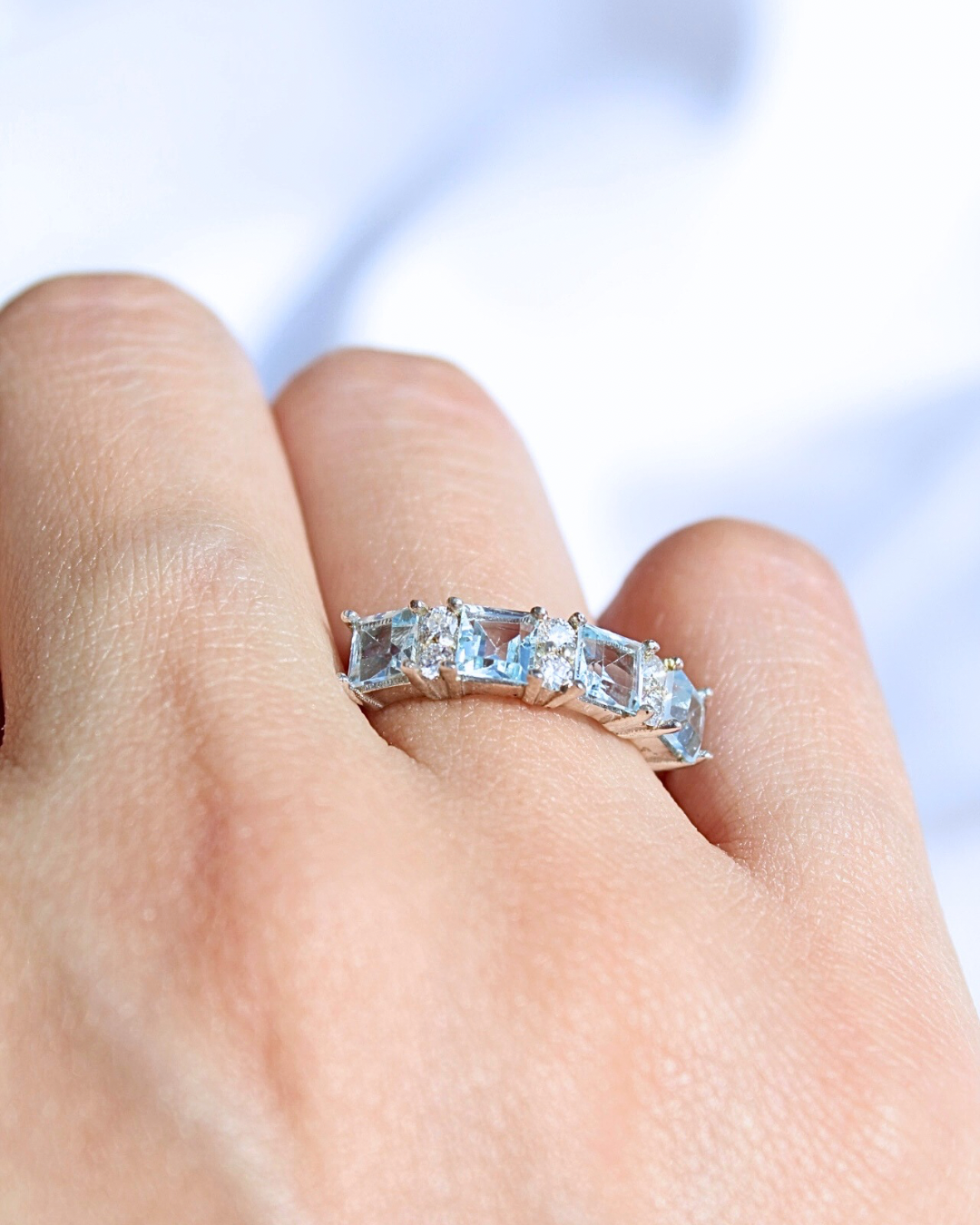 Churumbela Topacios azules princesa y Diamantes/Moissanitas redondos — foto 3