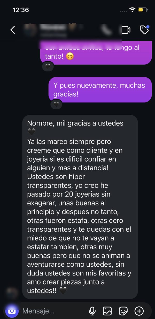 Mensaje de una clienta de 79 & Dos