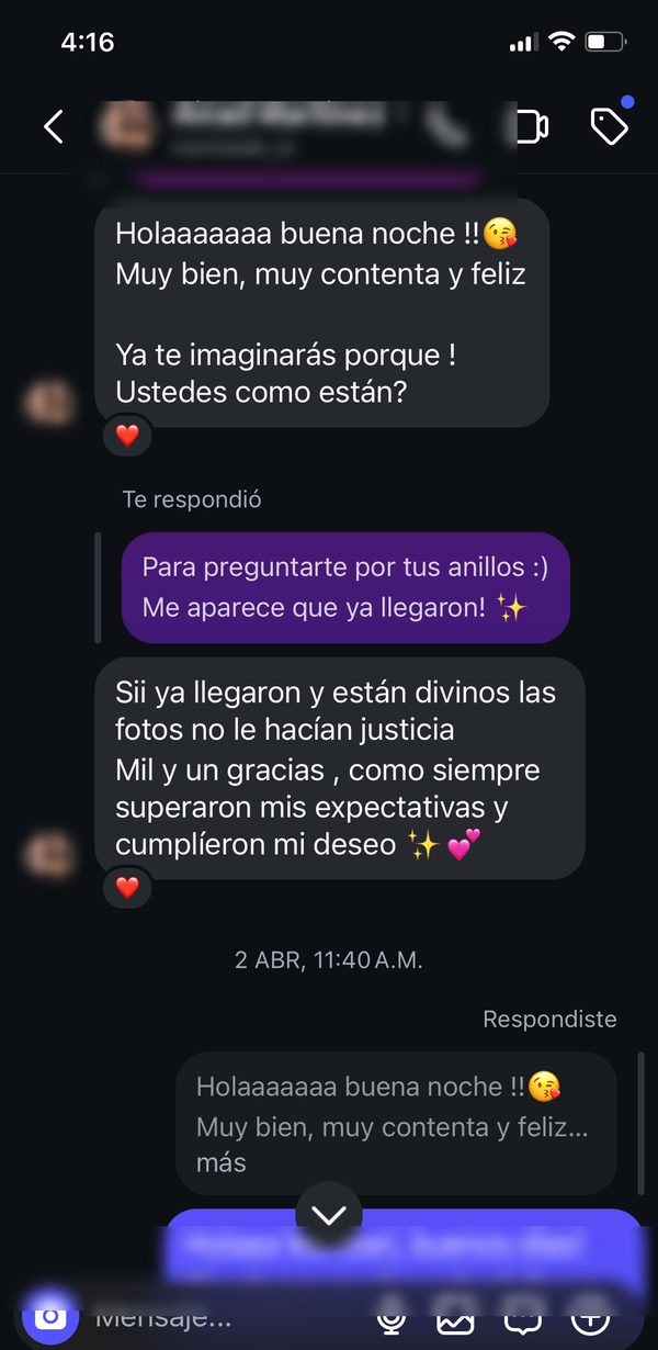 Mensaje de una clienta de 79 & Dos